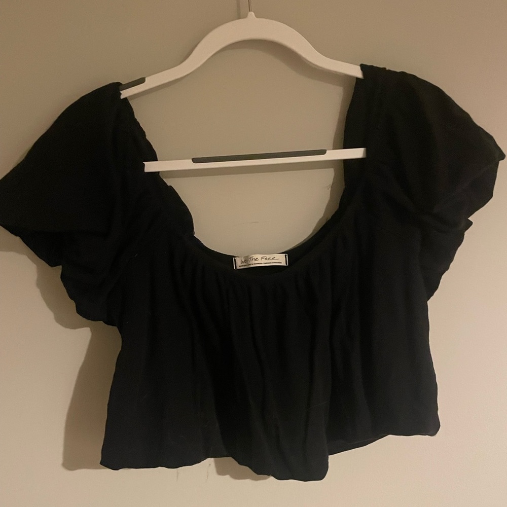 Free People we the free black cropped shirt, size M